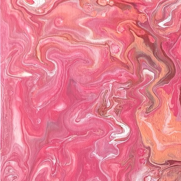Pink Coral Fluid Art Painting Canvas Board 10x10 Handcrafted by Svetlana Yeung - Picture 7 of 14